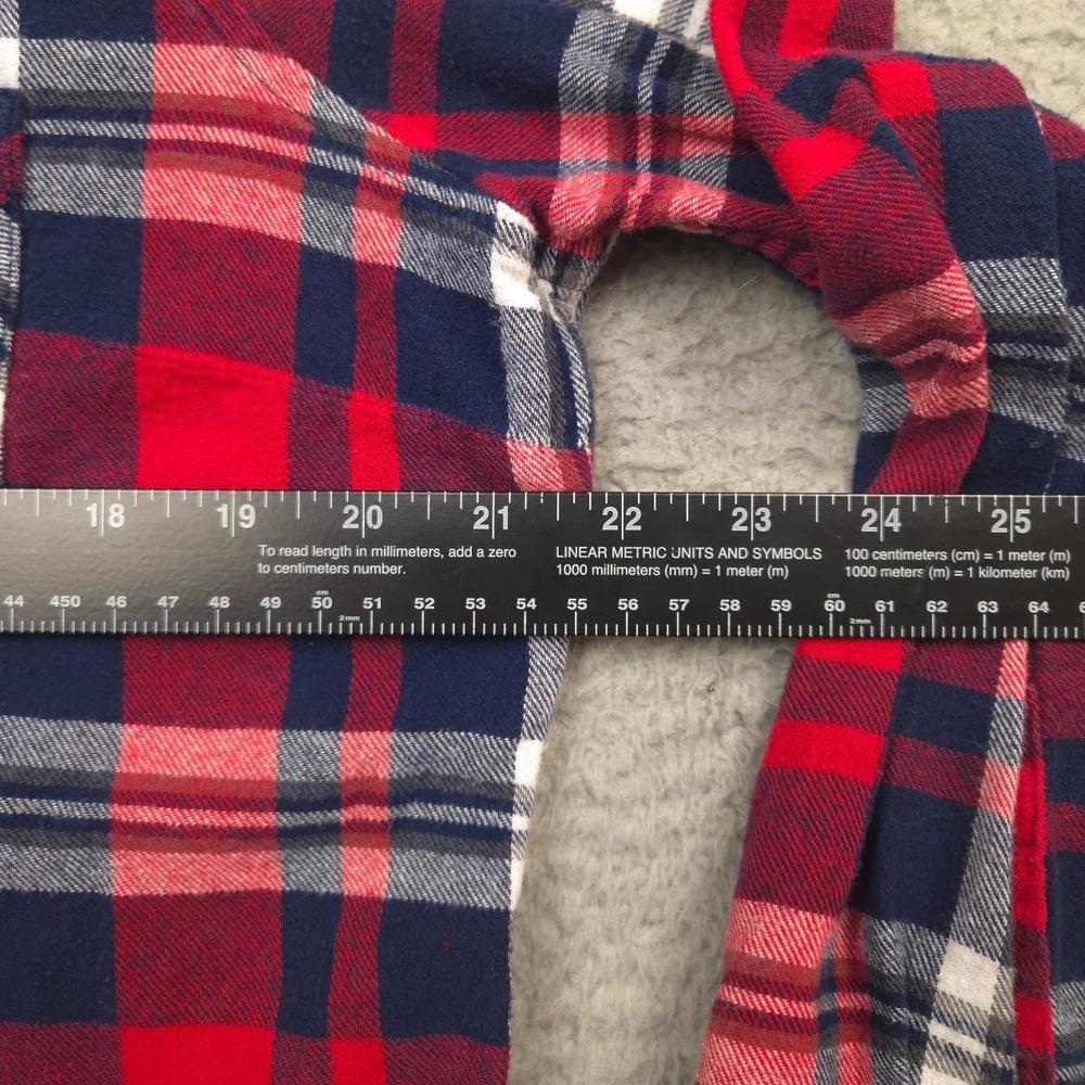 Woolrich Flannel Shirt Womens XL Red Navy Plaid Long Sleeve Button Pocket Cotton - Picture 7 of 10